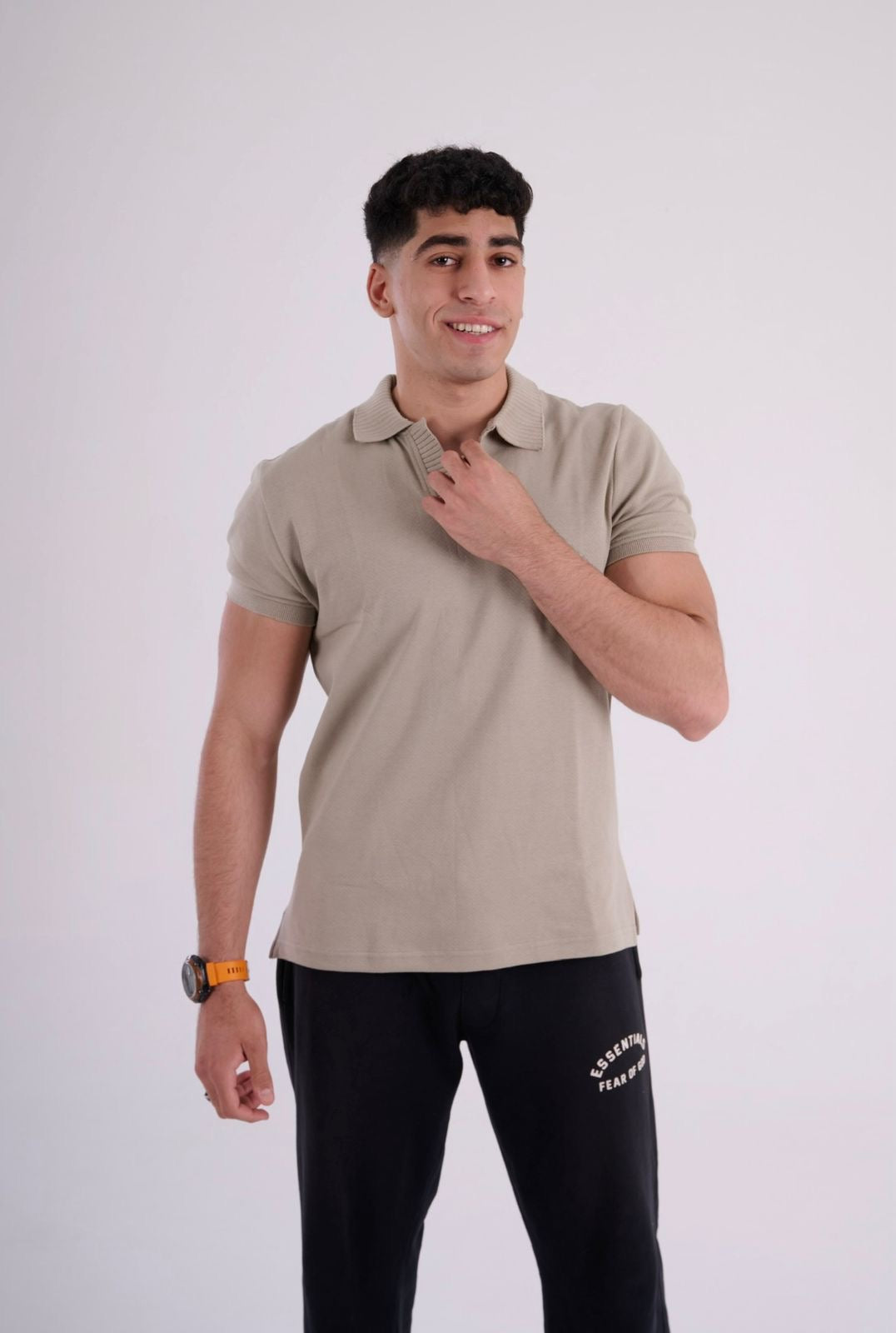 Classic Knit Polo – Beige