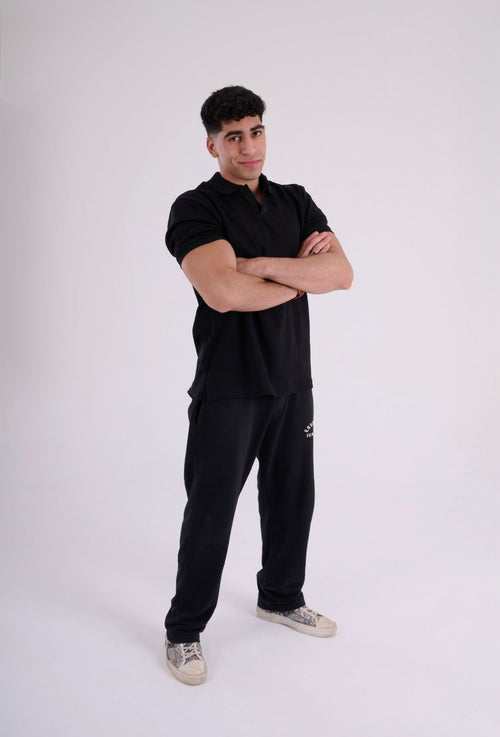 Classic Knit Polo – Black