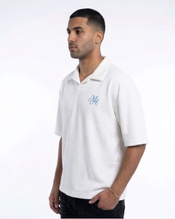 Essential Oversized Knit Polo – White