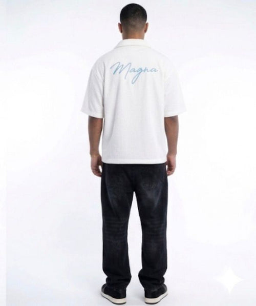 Essential Oversized Knit Polo – White