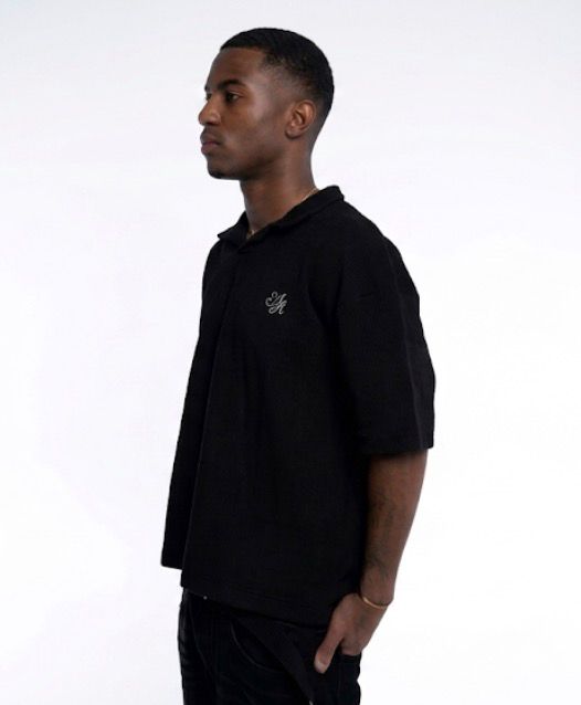 Essential Oversized Knit Polo – Black